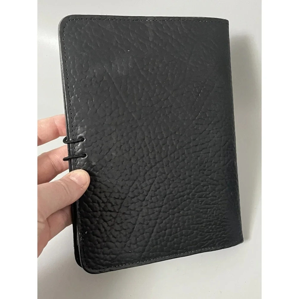 Oberon Design Black Embossed Leather Journal Book Cover 6x8